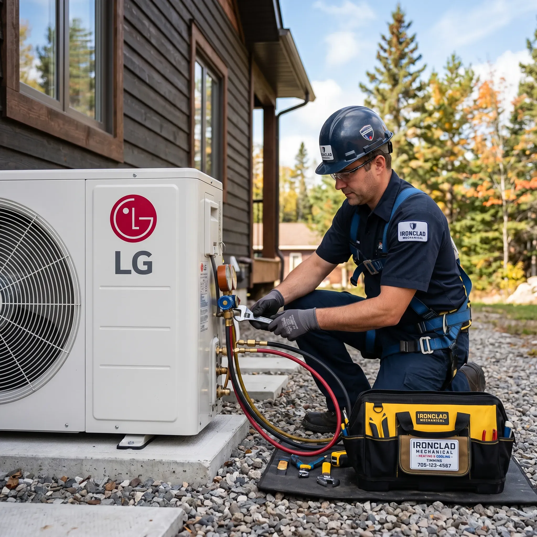 LG heat pump installation by Ironclad Mechanical HVAC contractor in Timmins