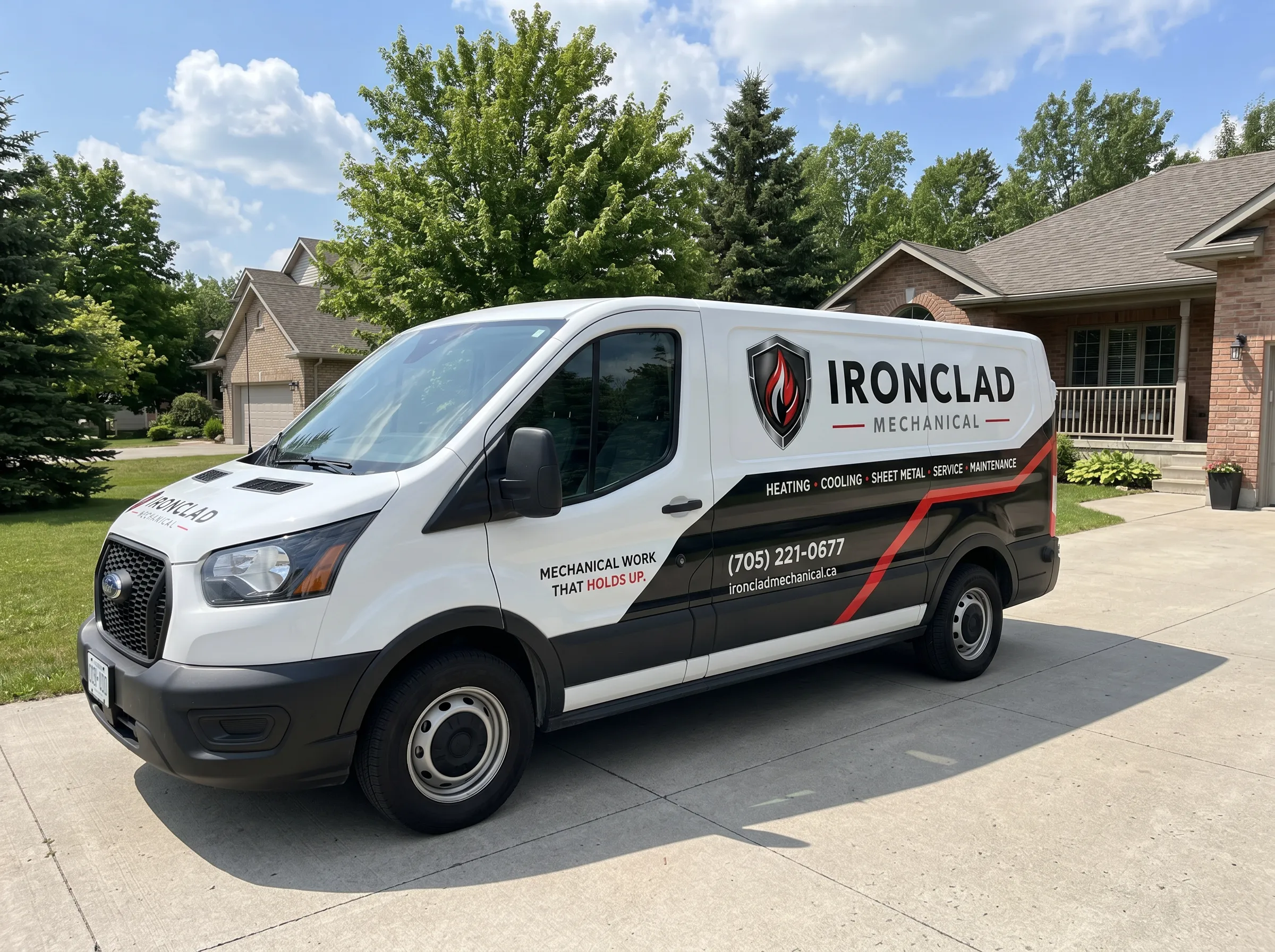 Ironclad Mechanical HVAC service truck in Timmins for air conditioning installation