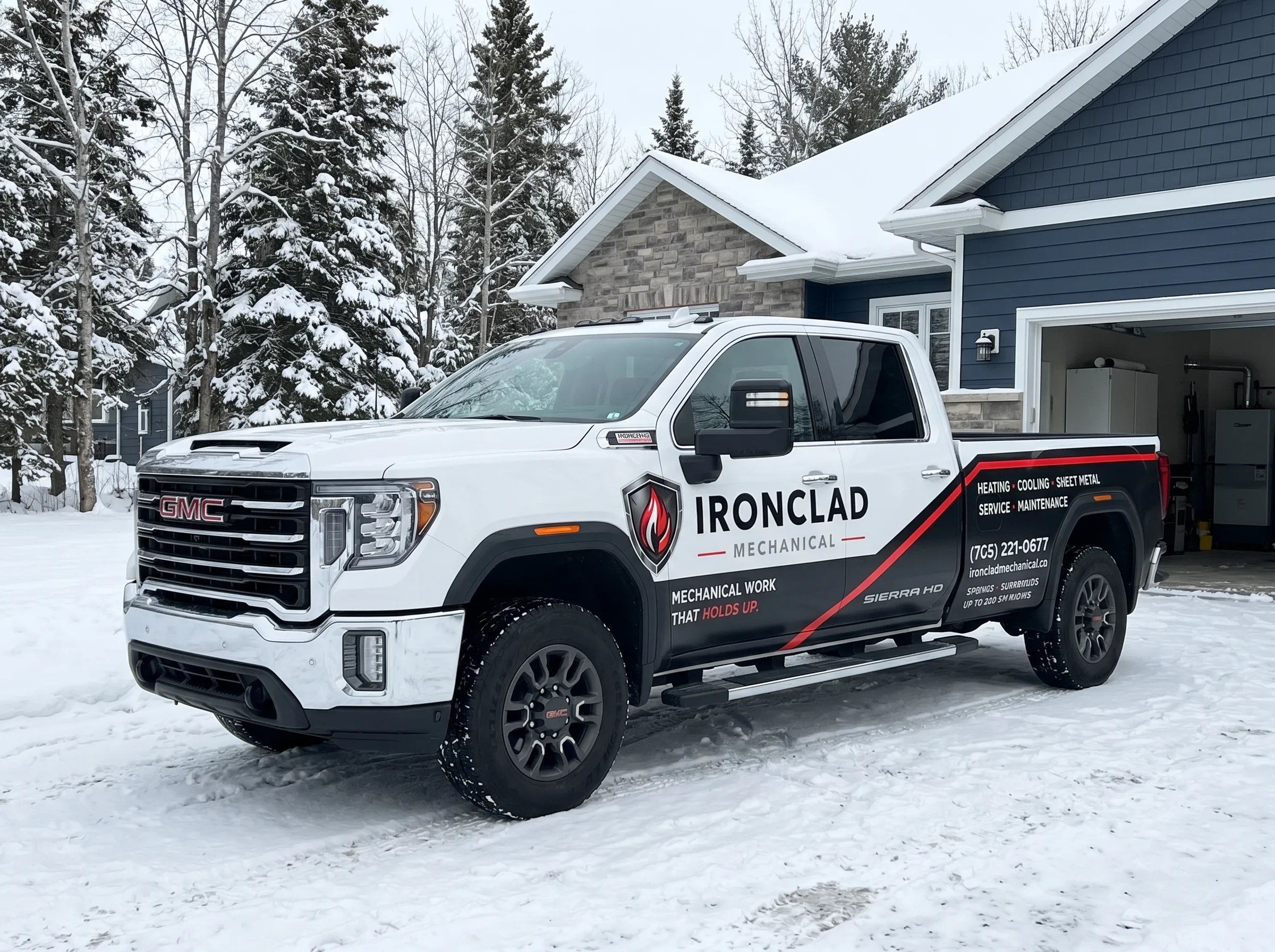 Ironclad Mechanical service truck for boiler installation across Timmins and Northern Ontario