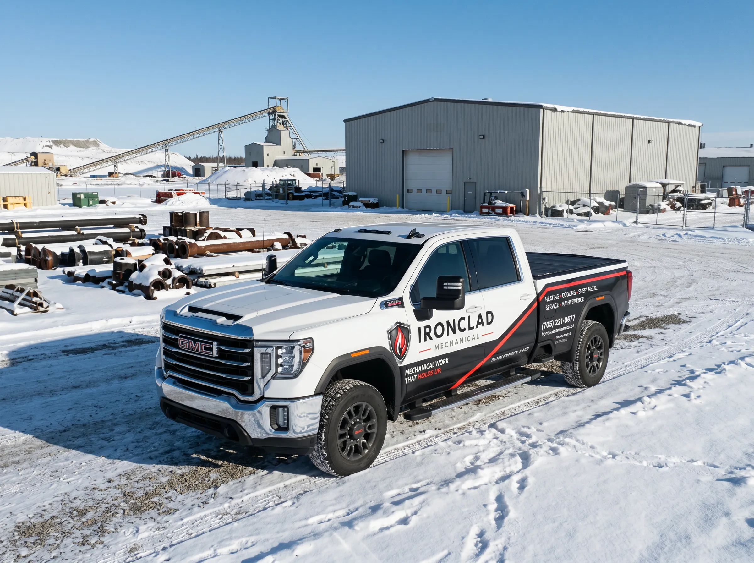 Ironclad Mechanical service truck for dust collector maintenance in Timmins Ontario