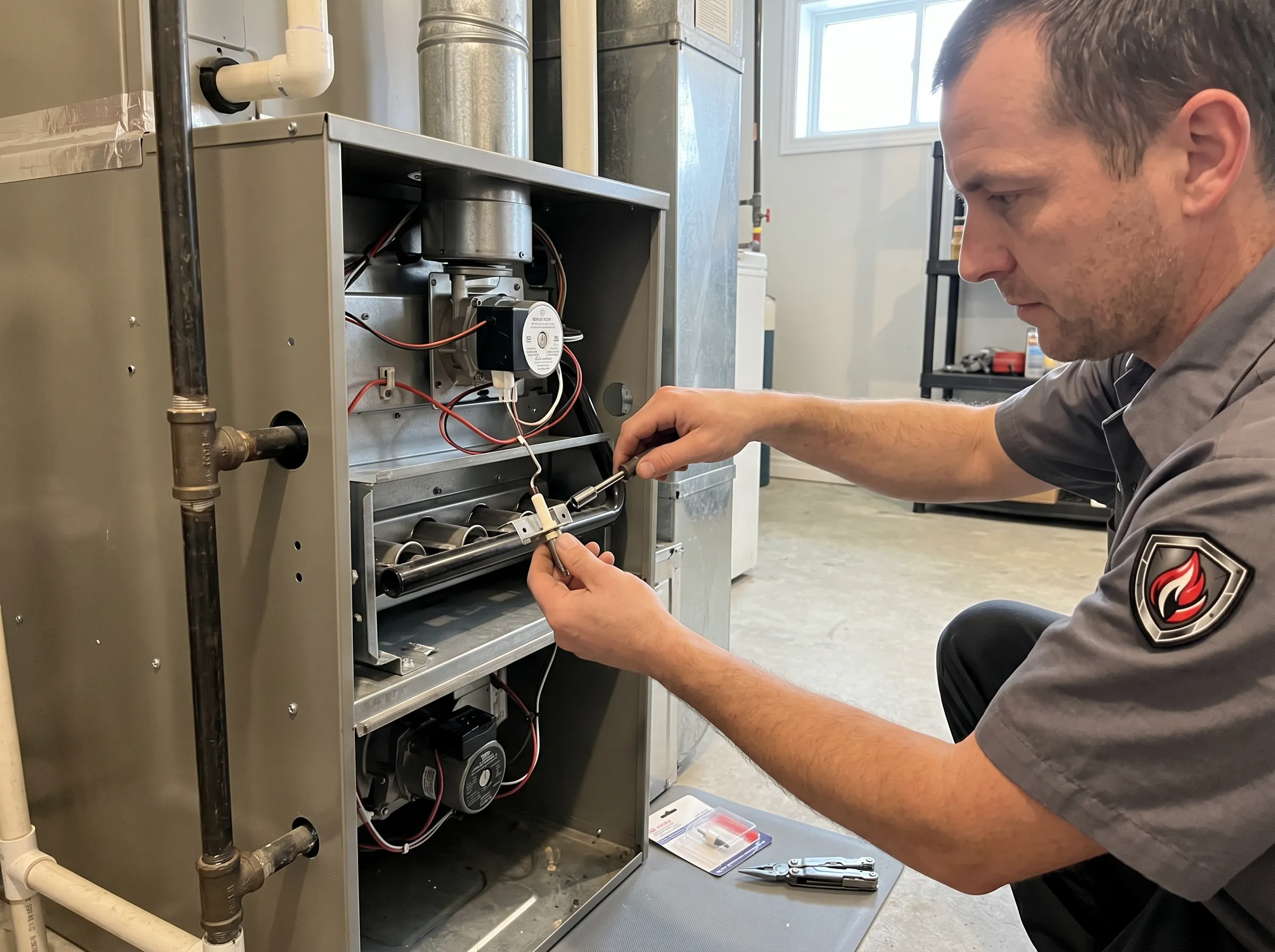 Furnace igniter replacement during emergency repair service in Timmins home