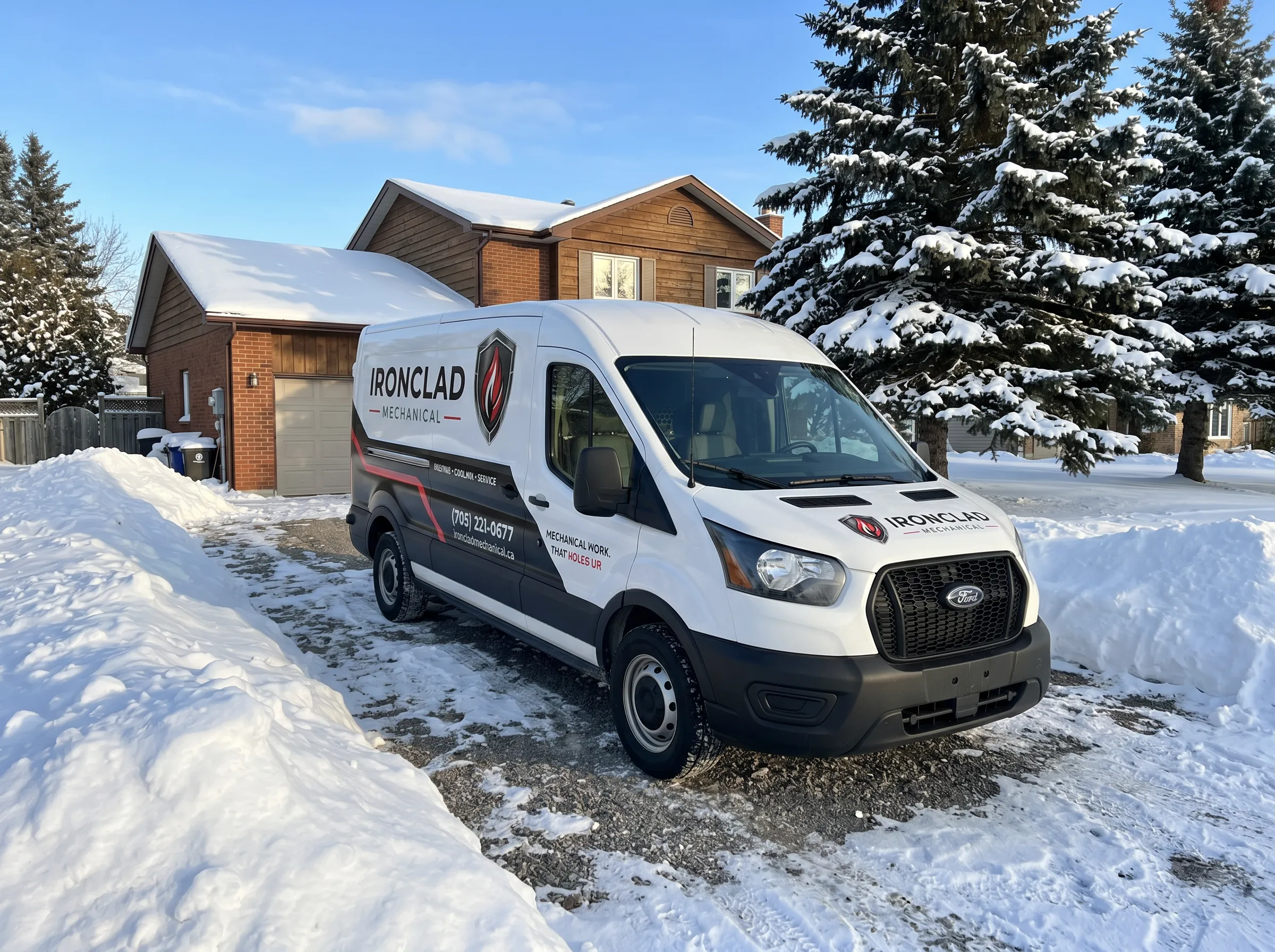 Ironclad Mechanical furnace installation service truck in Timmins Ontario