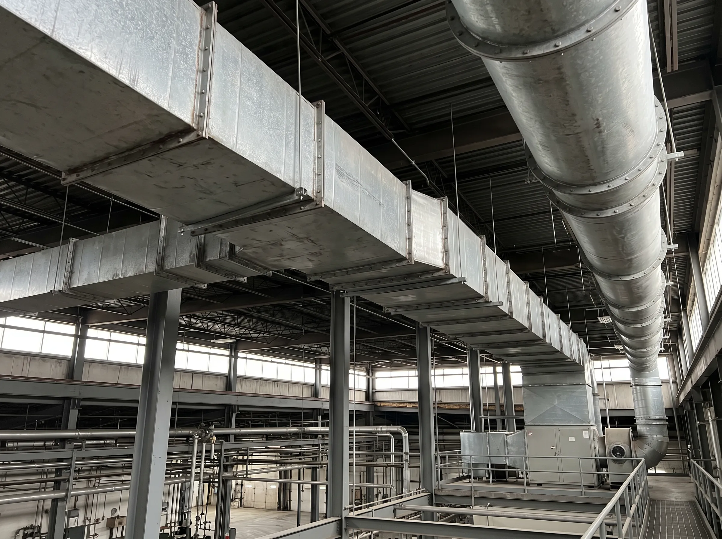 Heavy-gauge industrial ductwork fabrication and installation by Ironclad Mechanical in Timmins Ontario