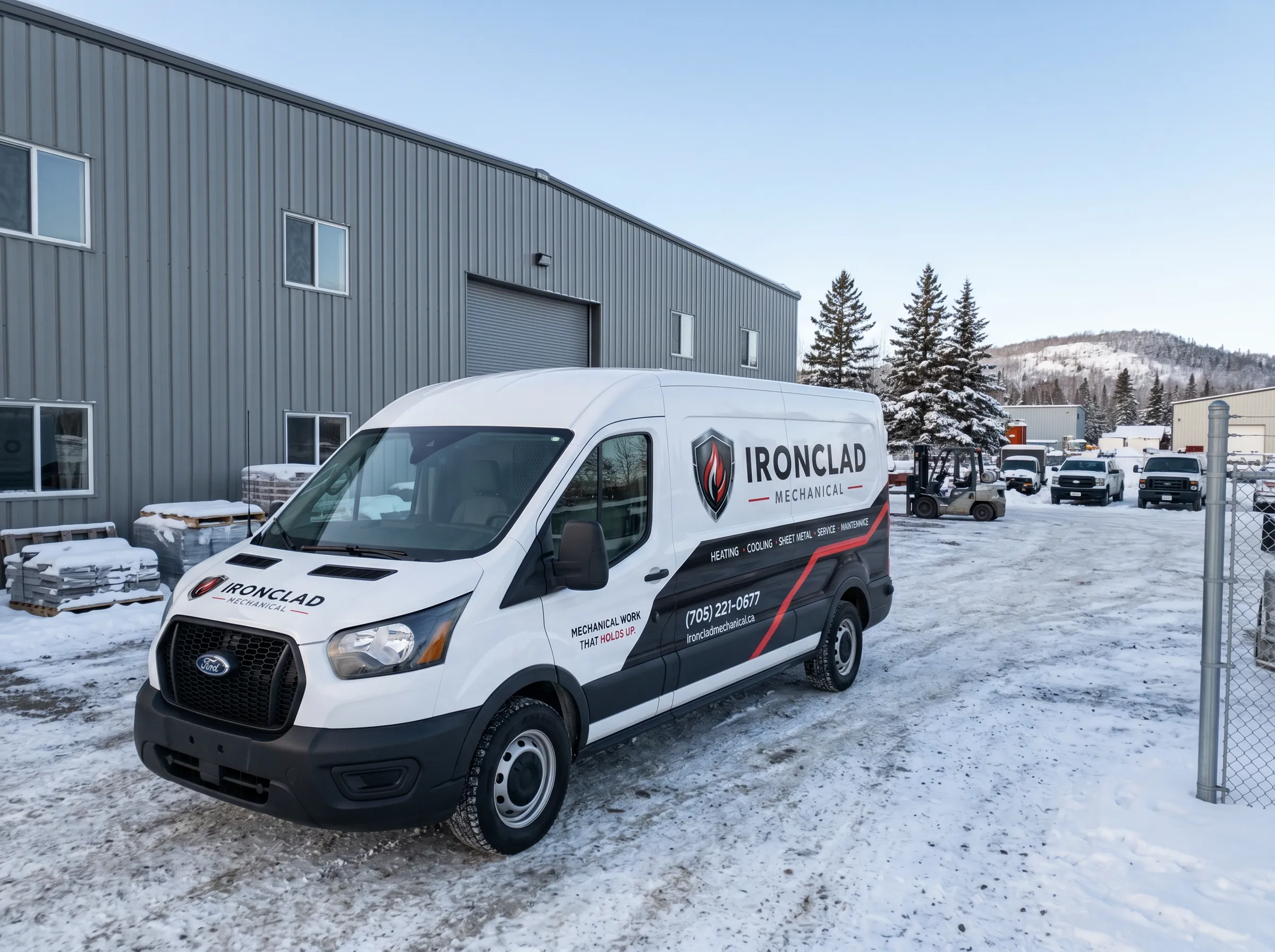 Ironclad Mechanical service truck for industrial sheet metal projects in Timmins Ontario