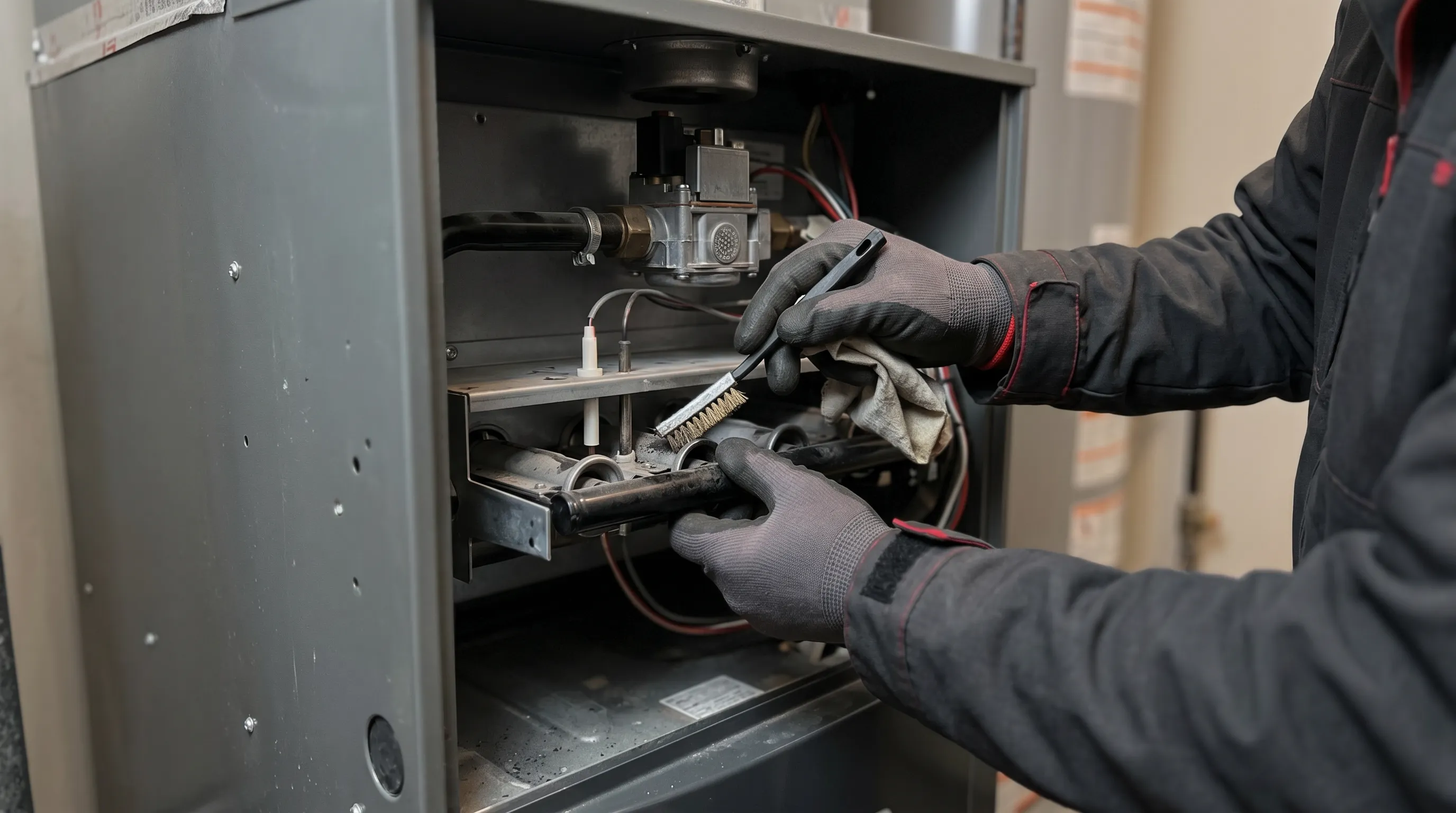 Furnace burner cleaning during preventative maintenance service