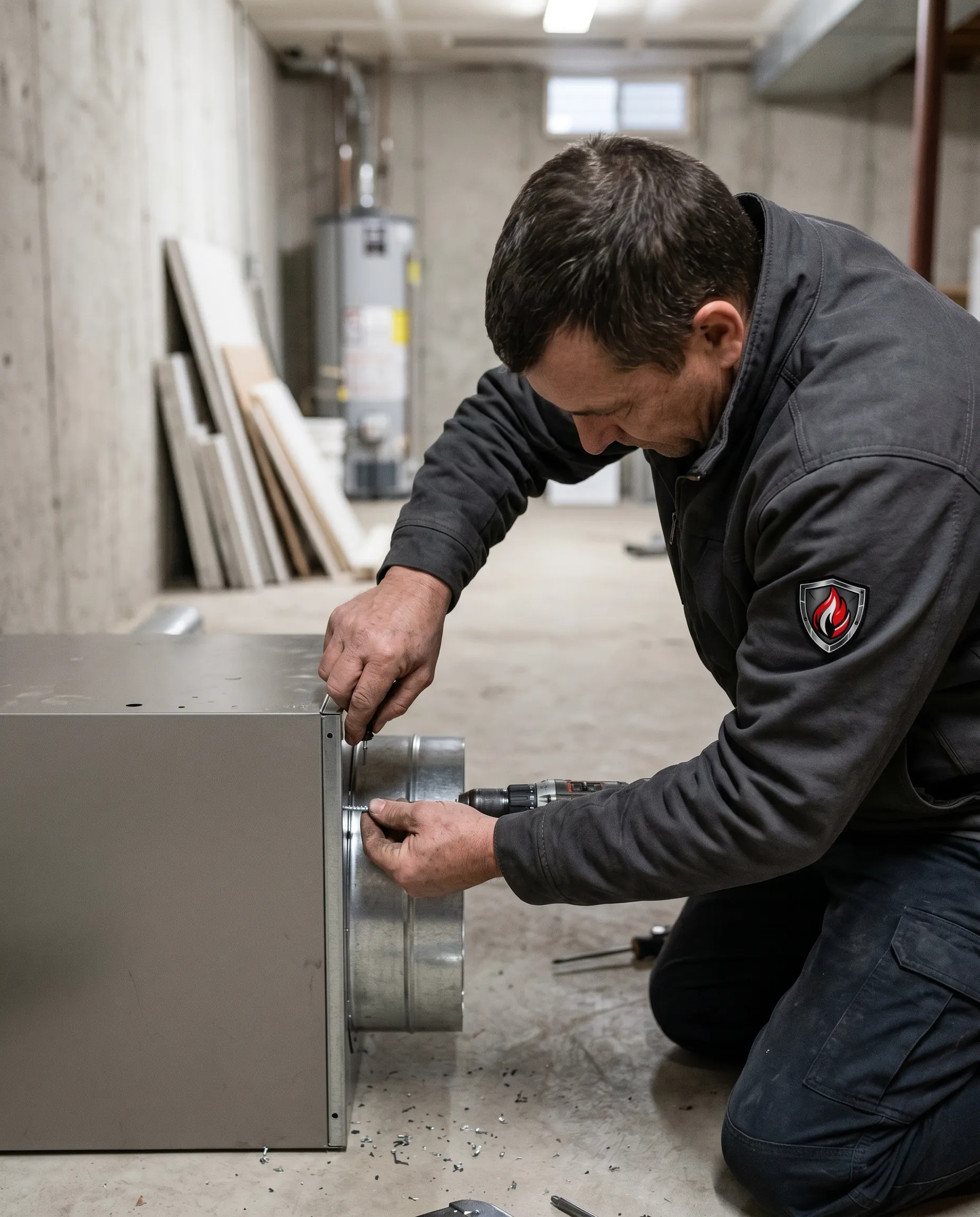 Ironclad Mechanical technician installing a residential furnace in Timmins